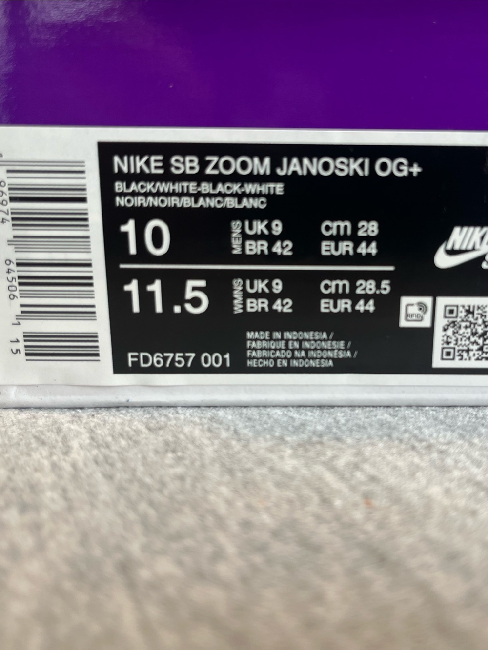 Nike SB Zoom Stefan Janoski OG+ Summit Black White Men’s Shoe Size 10 FD6757-001 - Picture 11 of 12